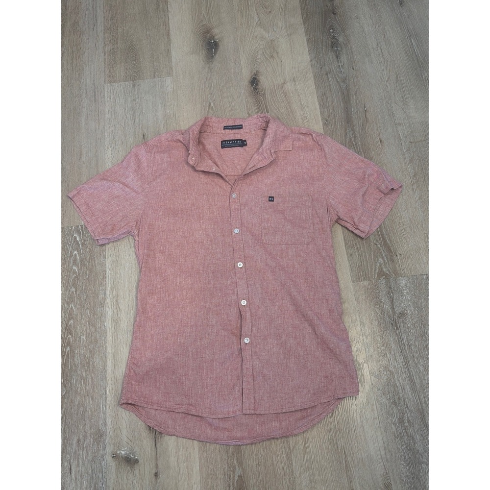 Fish Hippie Co Rumfront Collection Mens Small Red Short Sleeve Button Down Shirt